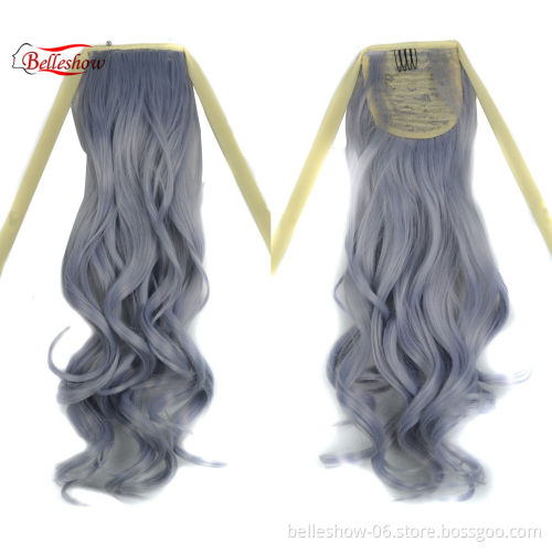 Hot sell Drawstring ponytail Synthetic hair Grey Ponytail Clip in ponytail hair pieces hair extension
